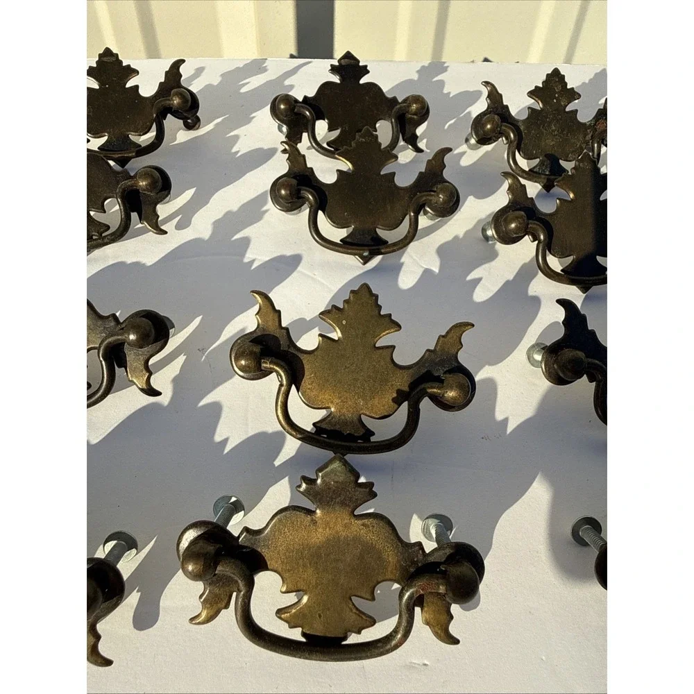 16 Vintage Batwing Drawer Pulls Antique Brass Chippendale Style Furniture Hardwa
